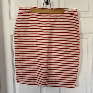 J. Crew Striped Red and White Pencil Skirt